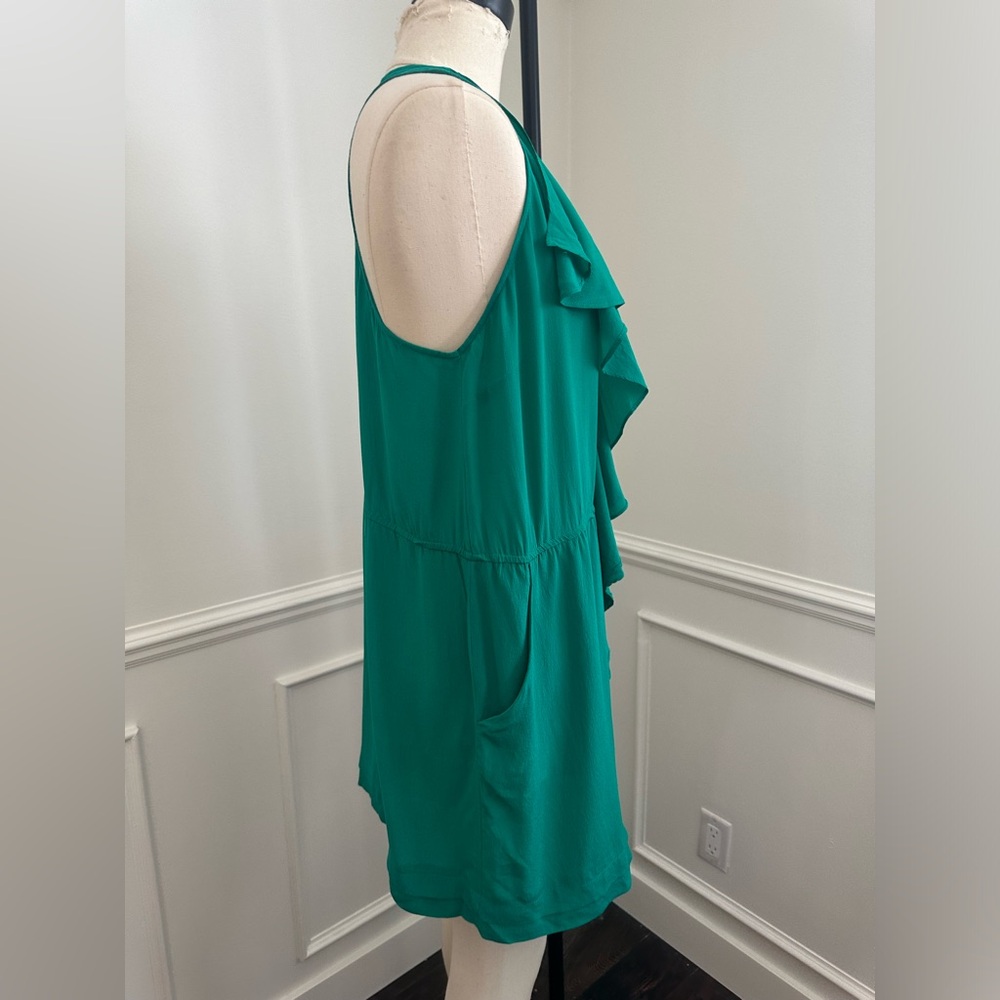 Chic Green silk Ruffle Dress - Picture 6 of 7